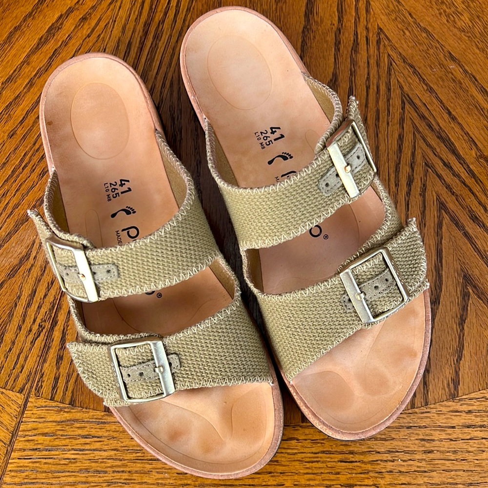 Papillio double buckle woven slide sandals